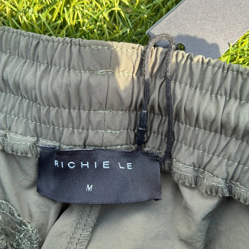 Richie Le Collection Mens Medium Gray Nylon Zippered Ankle Joggers Pants RLC-439